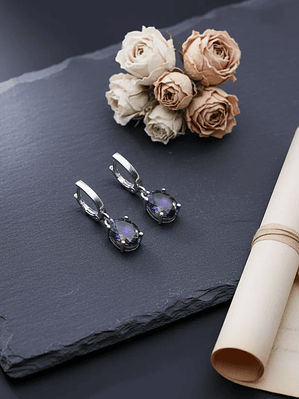 Aretes Ovalados Plata Topacio Místico