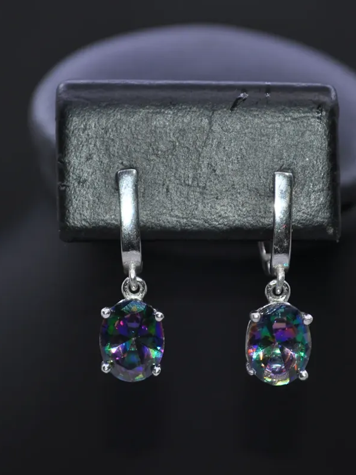 Aretes Ovalados Plata Topacio Místico 2