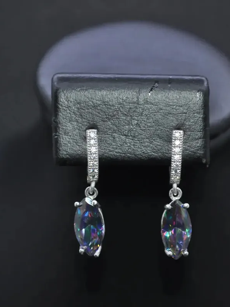 Aretes De Piedra Turca Topacio Místico En Plata 2