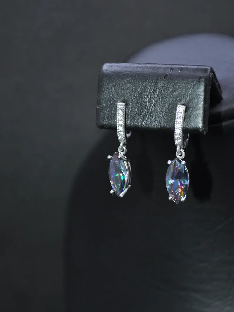 Aretes De Piedra Turca Topacio Místico En Plata 3