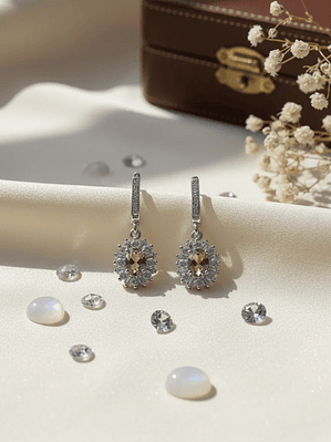 Aretes Ovalados Sultanita Y Circón En Plata De Ley 925 