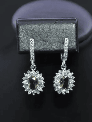 Aretes Ovalados Sultanita Y Circón En Plata De Ley 925 