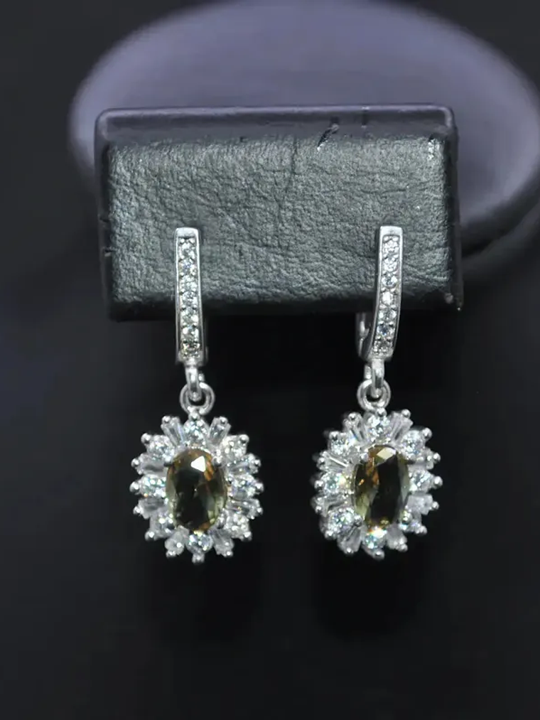 Aretes Ovalados Sultanita Y Circón En Plata De Ley 925  2