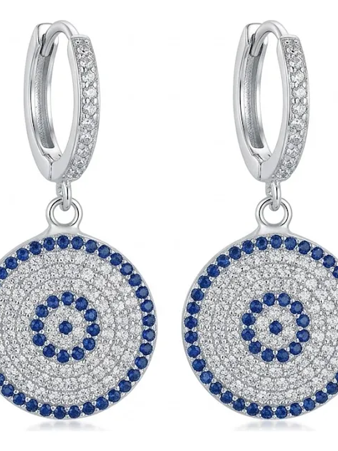 Aretes Colgantes Ojo Turco Con Circones Plateados 4