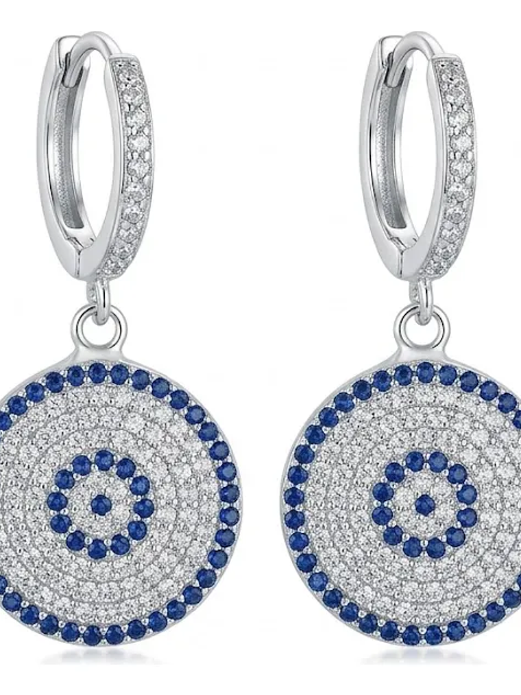 Aretes Colgantes Ojo Turco Con Circones Plateados 4