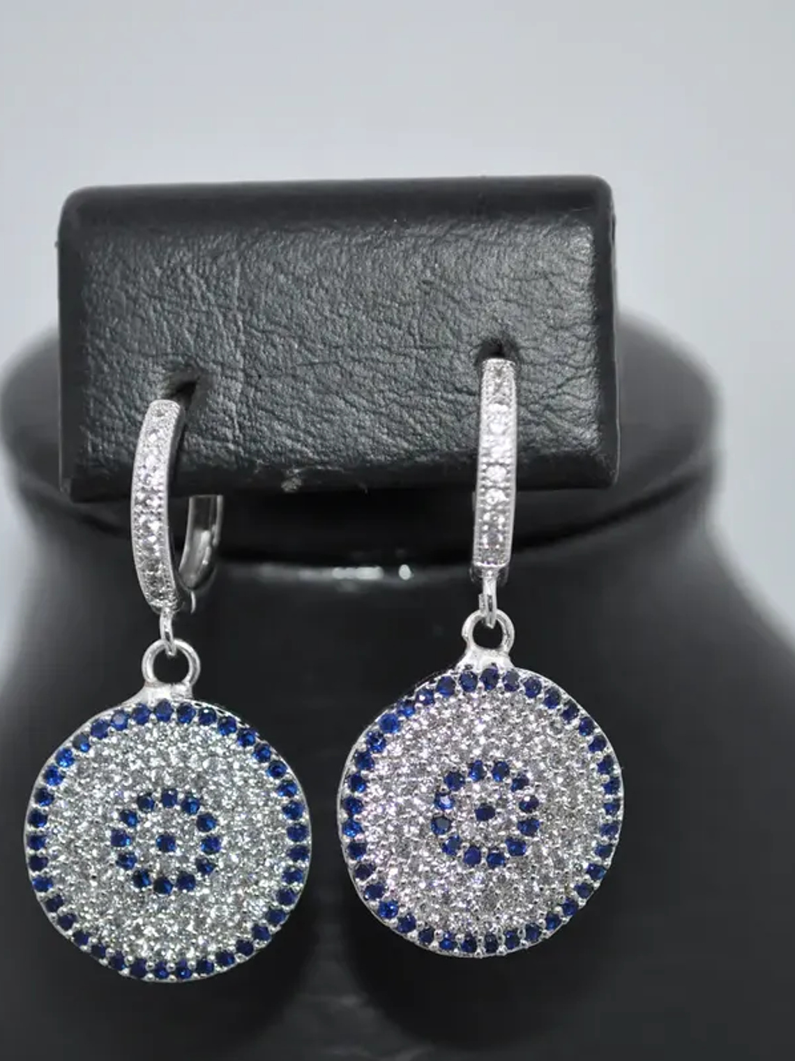 Aretes Colgantes Ojo Turco Con Circones Plateados 6