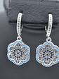 Aretes De Flor Con Ojo Turco Y Circones Turquesa Y Azul - Miniatura 2