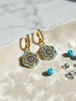 Aretes De Flor Con Ojo Turco Y Circones Turquesa Y Azul - Miniatura 4