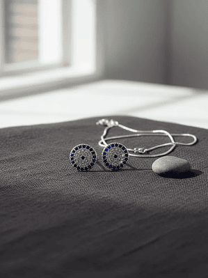 Aretes De Ojo Turco Con Circones Azules