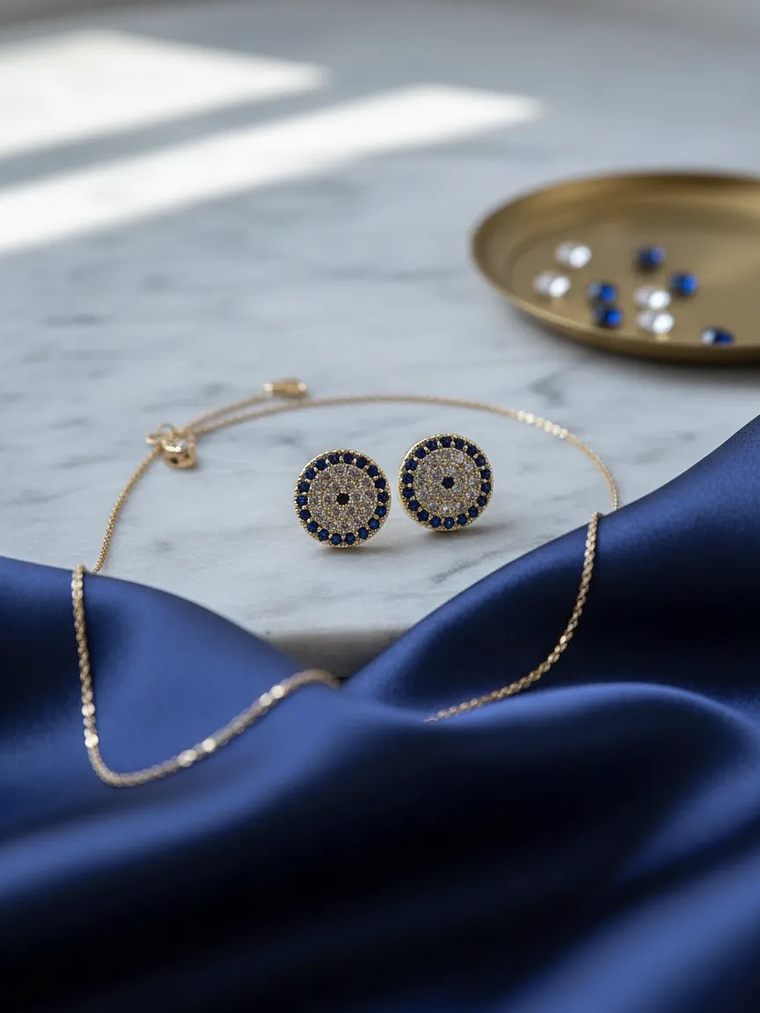 Aretes De Ojo Turco Con Circones Azules 4