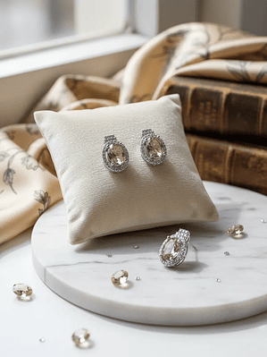 Aretes Ovalados Con Piedra Sultanita y Circones en Plata De Ley 925