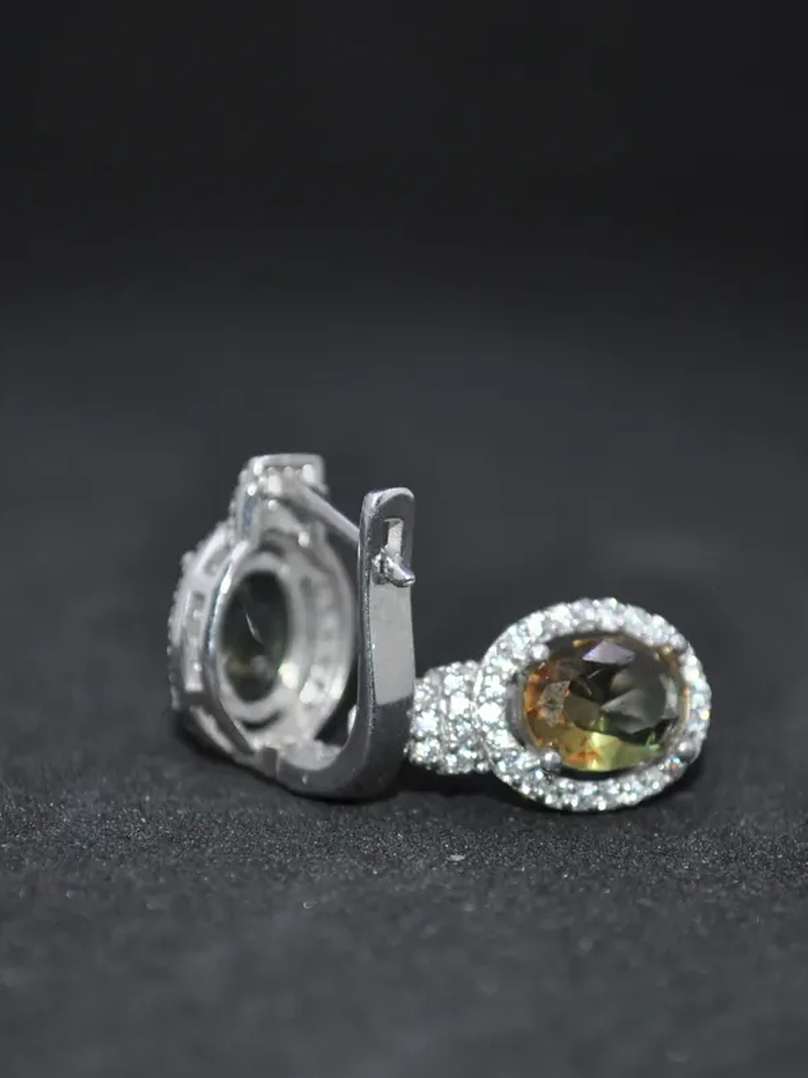 Aretes Ovalados Con Piedra Sultanita y Circones en Plata De Ley 925 4