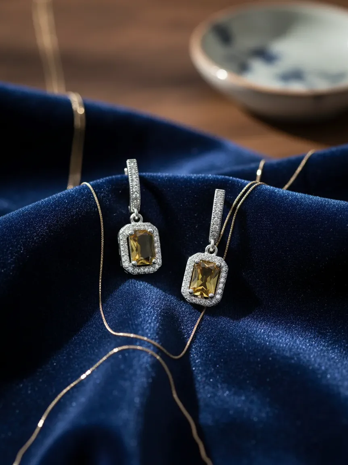 Aretes Rectangulares Elegantes En Plata y con Sultanita 1