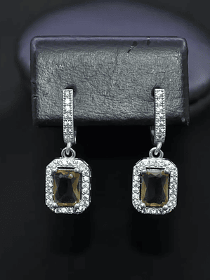 Aretes Rectangulares Elegantes En Plata y con Sultanita