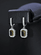 Aretes Rectangulares Elegantes En Plata y con Sultanita - Miniatura 3