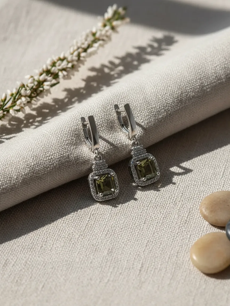 Aretes Cuadrados con Piedra Turca Sultanita 1