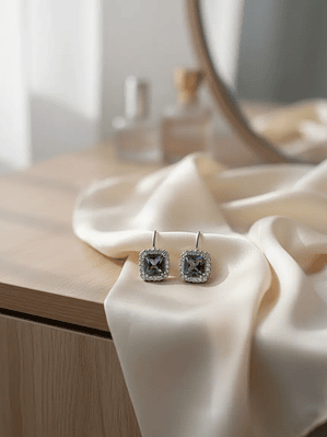 Aretes Cuadrados Piedra Turca Topacio Místico Plata