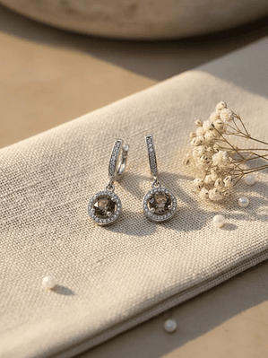 Aretes Redondos Con Sultanita Piedra Que Cambia De Color