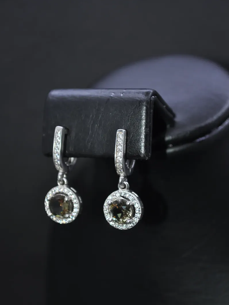 Aretes Redondos Con Sultanita Piedra Que Cambia De Color 3