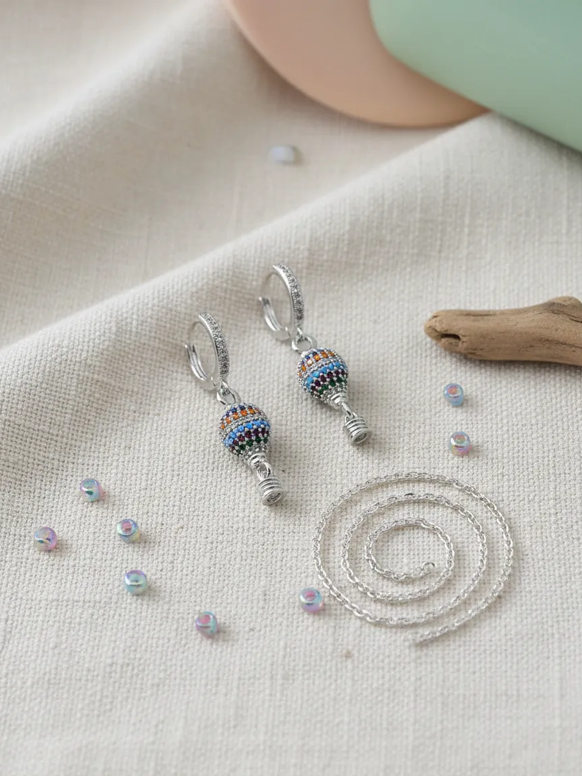 Aretes Candonga Globo Aerostático Con Circones Multicolor 1