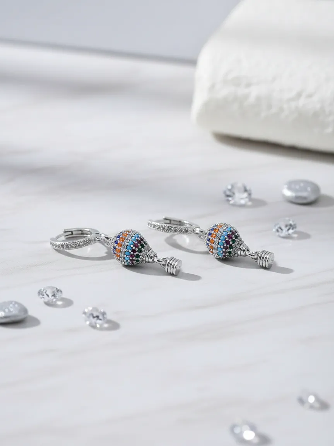 Aretes Candonga Globo Aerostático Con Circones Multicolor 2