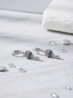 Aretes Candonga Globo Aerostático Con Circones Multicolor