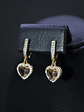 Aretes Dorados Forma Corazón Con Piedra Sultanita Y Circones - Miniatura 3