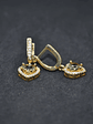 Aretes Dorados Forma Corazón Con Piedra Sultanita Y Circones - Miniatura 4