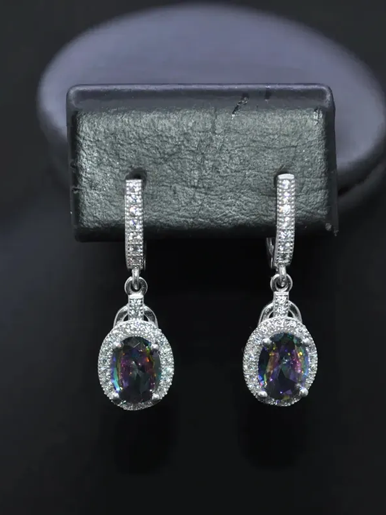 Aretes Plata En Plata Topacio Místico Elegantes 2