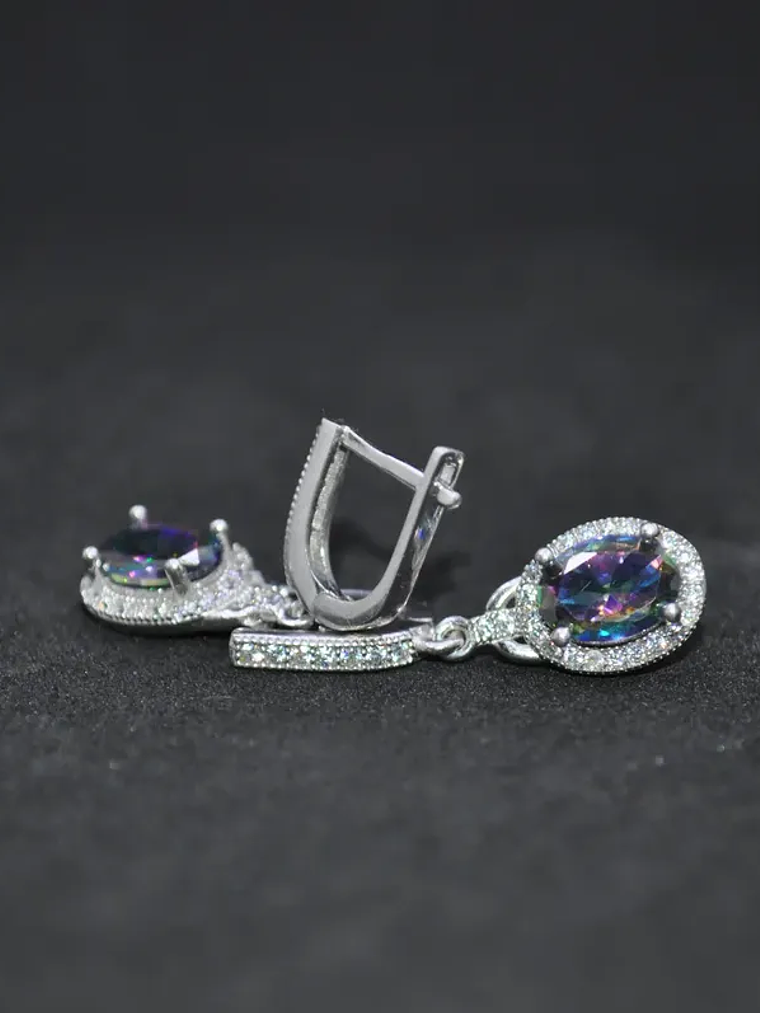 Aretes Plata En Plata Topacio Místico Elegantes 4