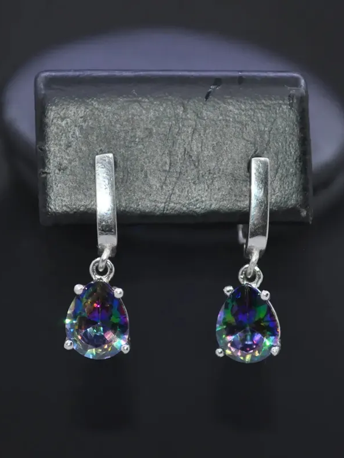 Aretes En Plata De Ley 925 Con Piedra Topacio Místico Forma Gota 2