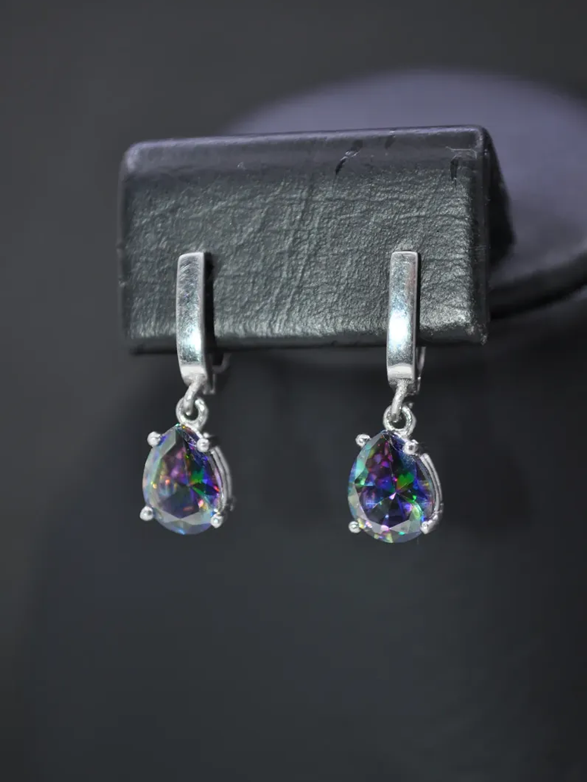 Aretes En Plata De Ley 925 Con Piedra Topacio Místico Forma Gota 3