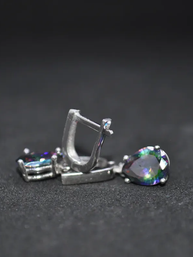 Aretes En Plata De Ley 925 Con Piedra Topacio Místico Forma Gota 4