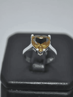 Bello Anillo De Corazón En 925 Plata Con Sultanita