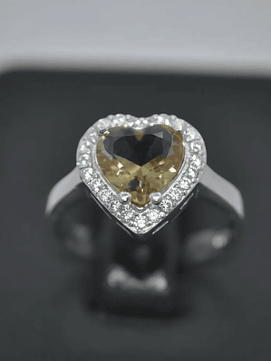 Anillo En Forma De Corazon Grande Con Sultanita En Plata