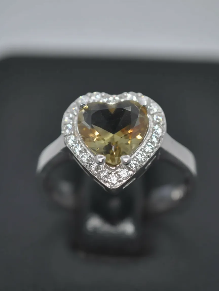 Anillo En Forma De Corazon Grande Con Sultanita En Plata 2