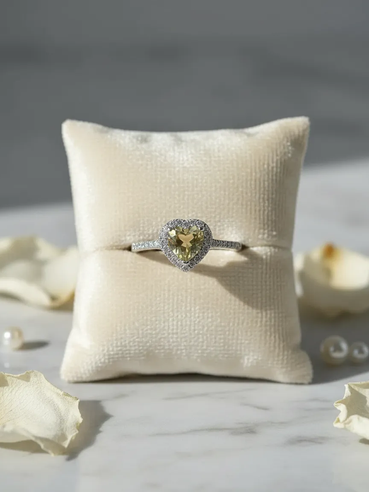 Anillo En Forma Corazón Pequeño Piedra Sultanita Y Circones 1