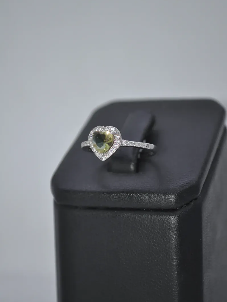 Anillo En Forma Corazón Pequeño Piedra Sultanita Y Circones 3