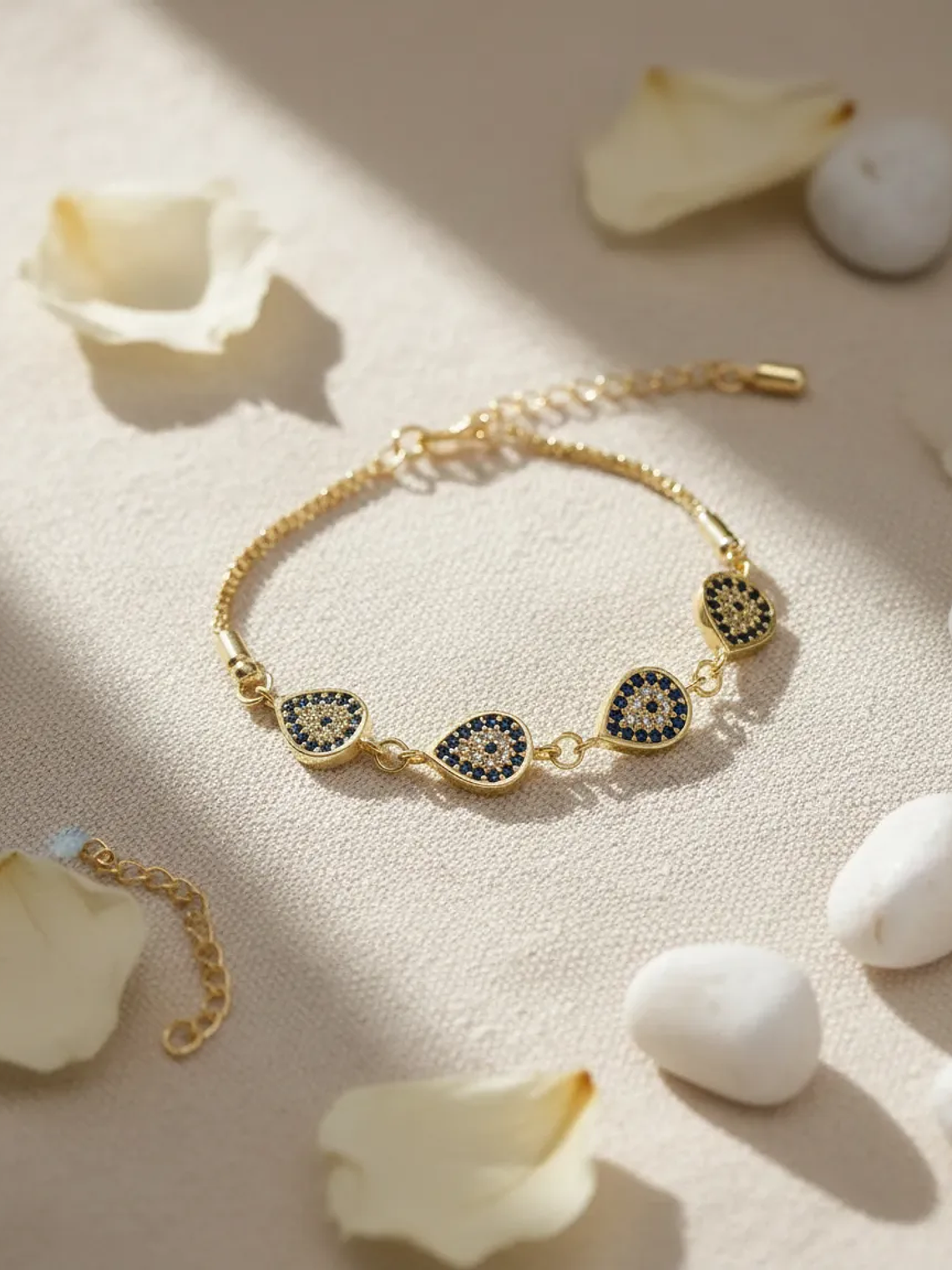 Pulsera con Tres Ojos Turcos en Forma de Gota Ajustable 1