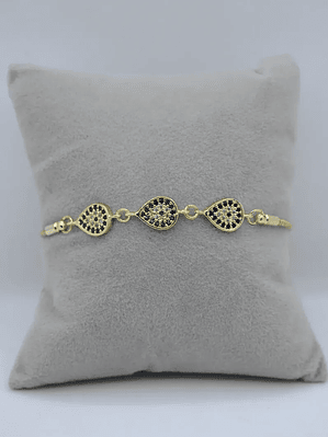 Pulsera con Tres Ojos Turcos en Forma de Gota Ajustable