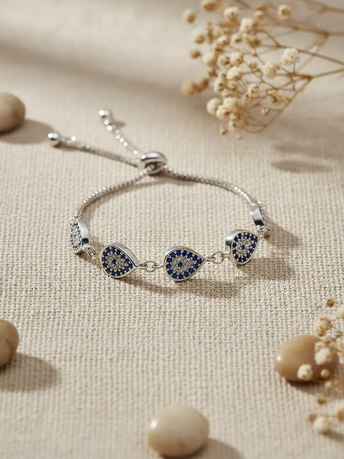 Pulsera con Tres Ojos Turcos en Forma de Gota Ajustable 5