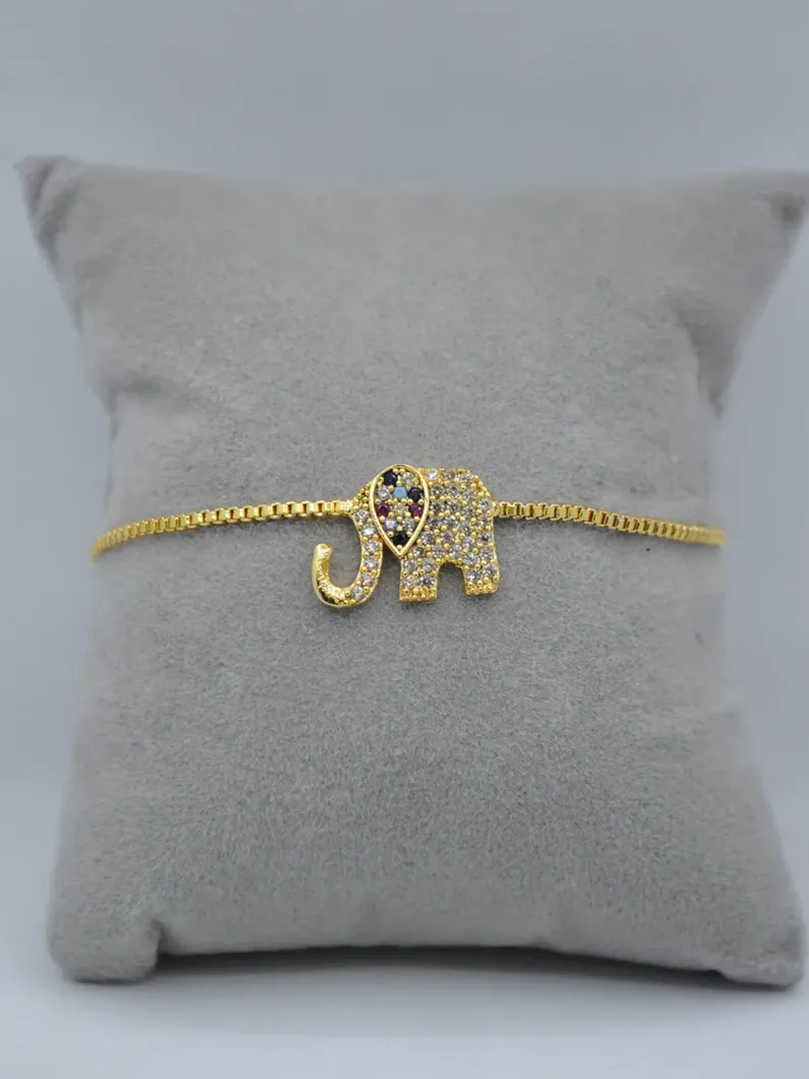 Pulsera Con Elefante De Acero Bañado En Rodio 6