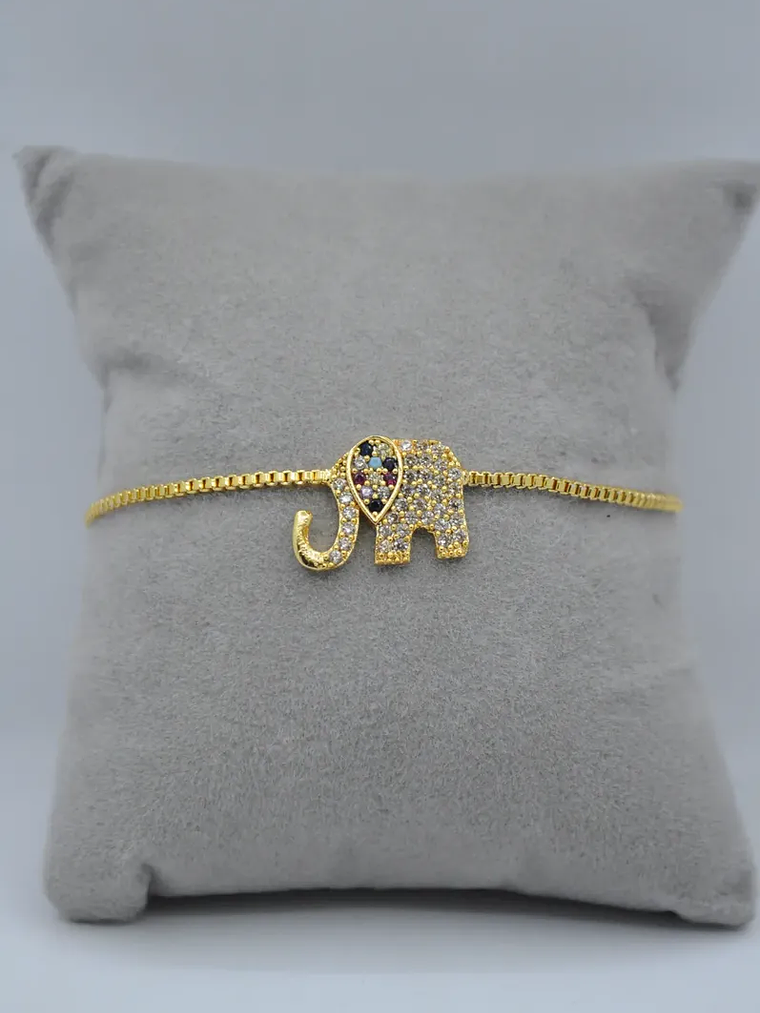 Pulsera Con Elefante De Acero Bañado En Rodio 6