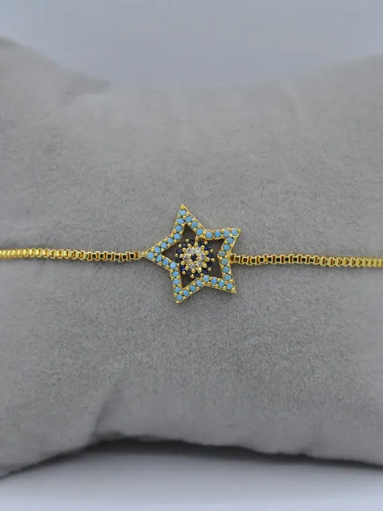 Pulsera Delicada Con Forma De Estrella Y Ojo Ajustable 2