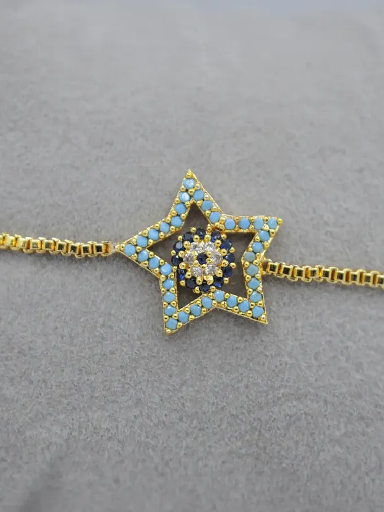 Pulsera Delicada Con Forma De Estrella Y Ojo Ajustable 3