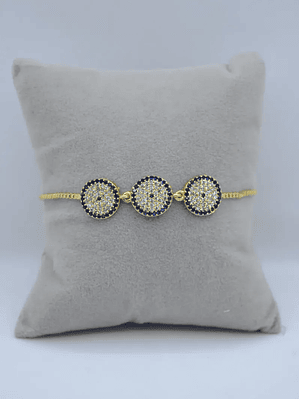 Pulsera Con Tres Ojos Turcos Ajustable Con Circones