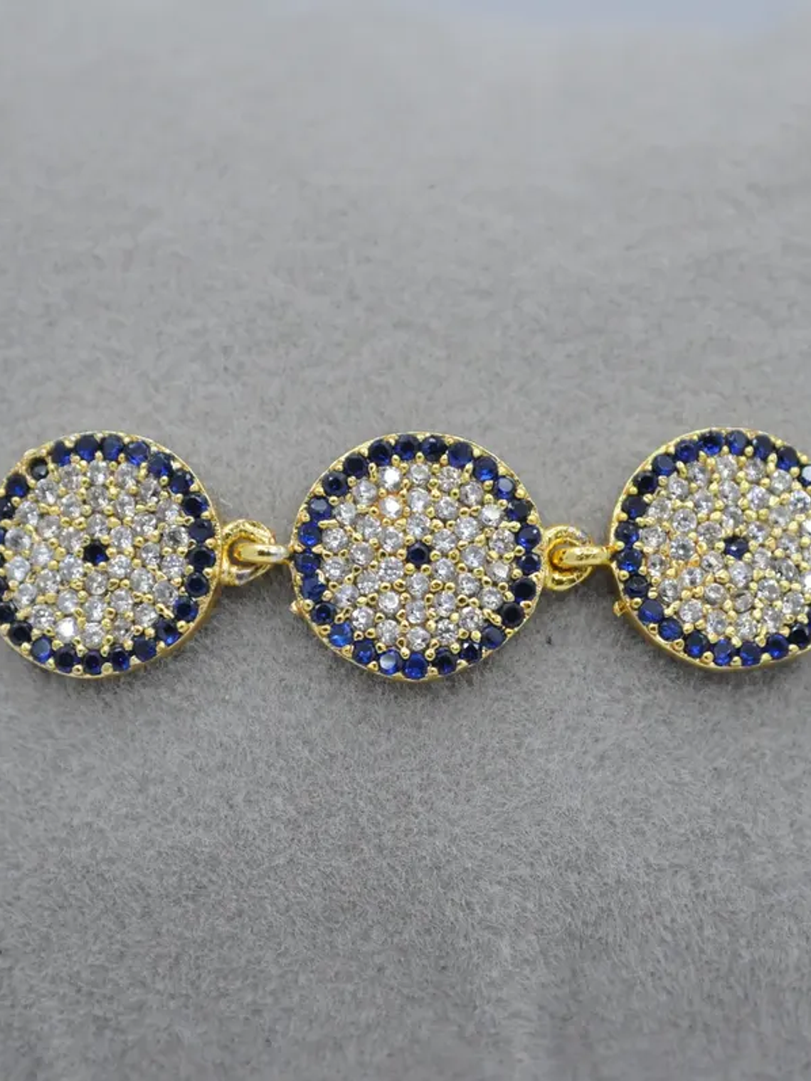 Pulsera Con Tres Ojos Turcos Ajustable Con Circones 3