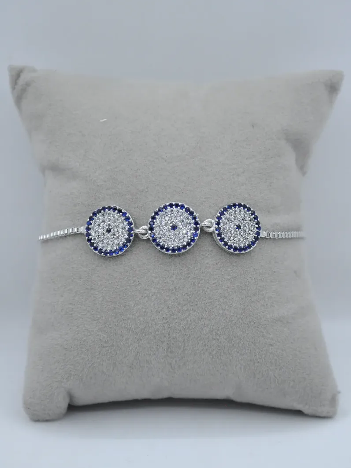Pulsera Con Tres Ojos Turcos Ajustable Con Circones 6