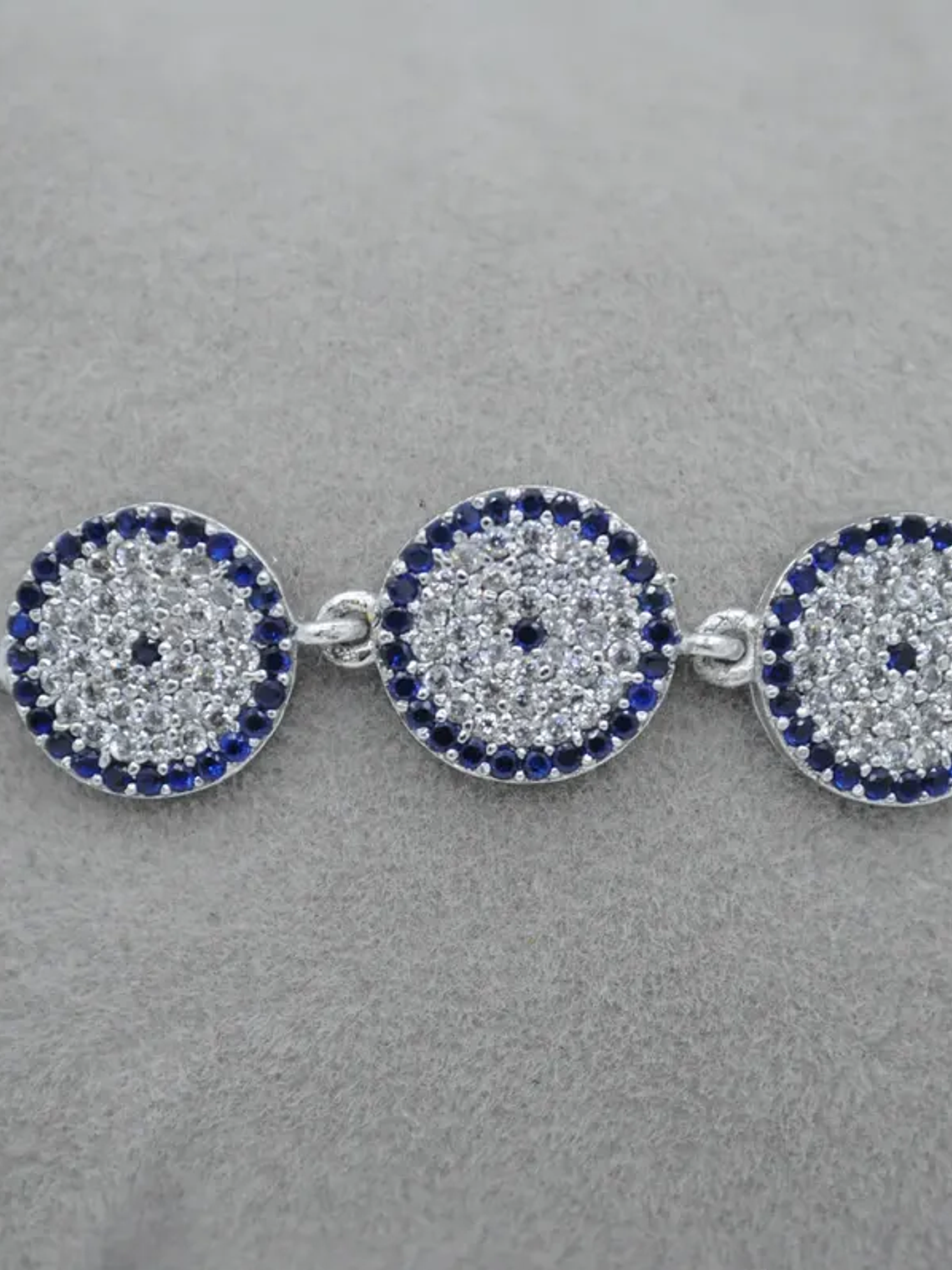 Pulsera Con Tres Ojos Turcos Ajustable Con Circones 7