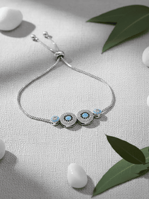 Pulsera De Ojos Turcos Ajustable Con Circones Mujer